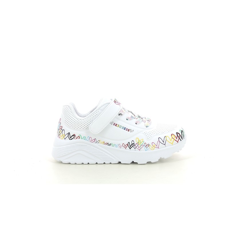 SKECHERS UNO LITE HEART CRAZE Blanc