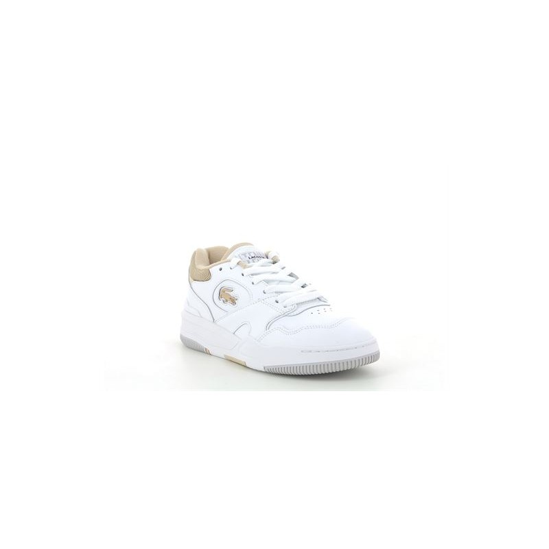 LACOSTE W LINESHOT CONTRASTED COLLAR LEATHER Blanc