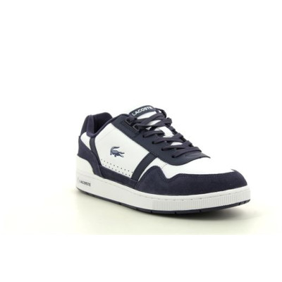 LACOSTE T CLIP LEATHER SNEAKERS Blanc