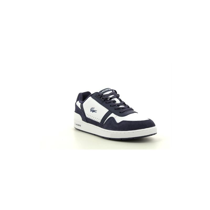 LACOSTE T CLIP LEATHER SNEAKERS Blanc