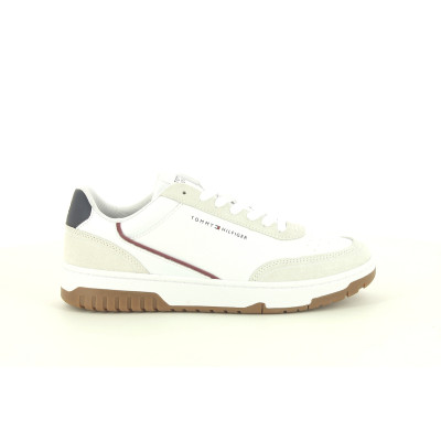TOMMY HILFIGER TH BASKET CORE LEATHER SUEDE MIX Blanc