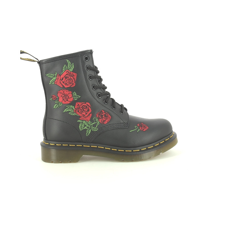 DR MARTENS 1460 VONDA ROSES Noir