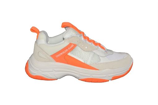 FLATFORM LACE UP MAYA:Cuir/Blanc/Orange/