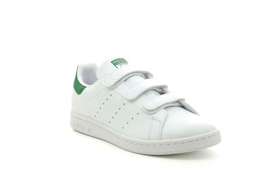 D5826 STAN VELVRO CF ADULTE:Cuir/Blanc/Vert/