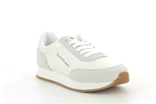 CALVIN KLEIN RETRO RUNNER LOW LACEUP NY PEARL<br>Blanc