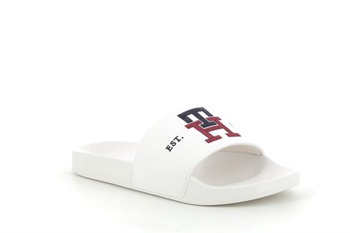 TOMMY HILFIGER TH EMBROIDERY POOL SLIDE<br>Blanc