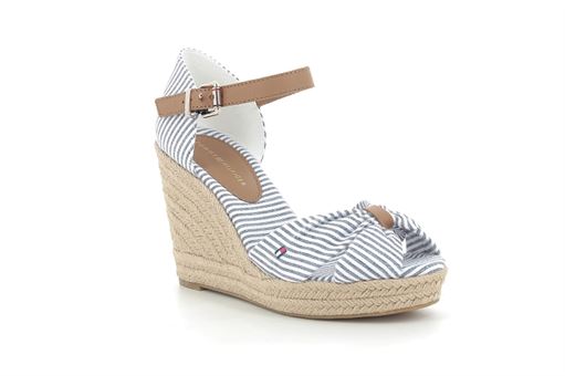 Tommy hilfiger espadrilles basic seer sucker high wedge blanc