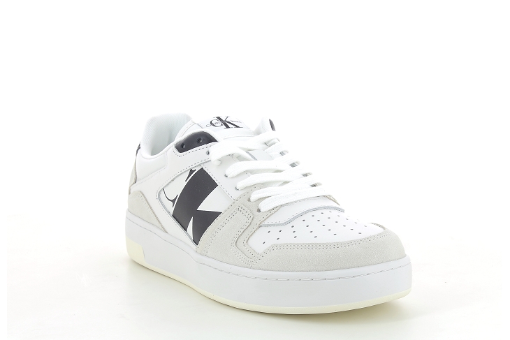 Calvin klein sneakers basket cupsole laceup mix lth blanc