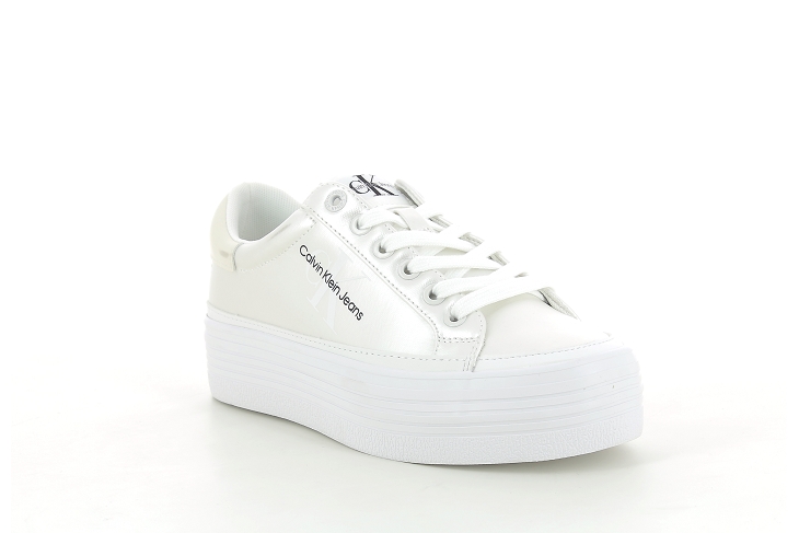 Calvin klein sneakers vulc flatform laceup lth refl wn blanc