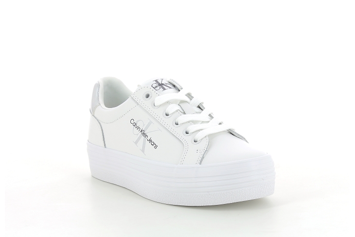 Calvin klein sneakers vulc flatform laceup leather refl wn blanc