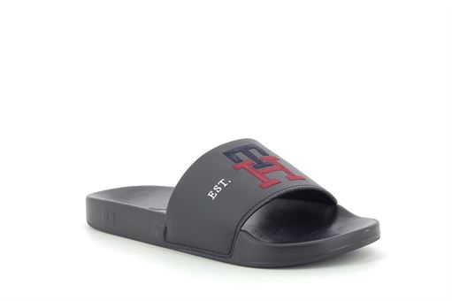 Tommy hilfiger tongs th embroidery pool slide noir