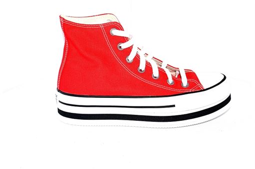 Converse toiles platform layer hi rouge