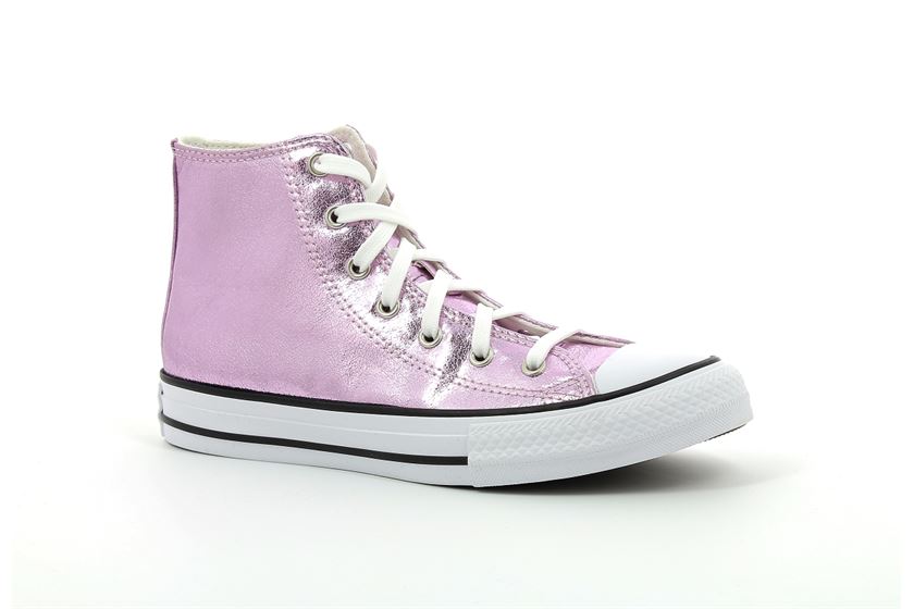 converse cuir rose
