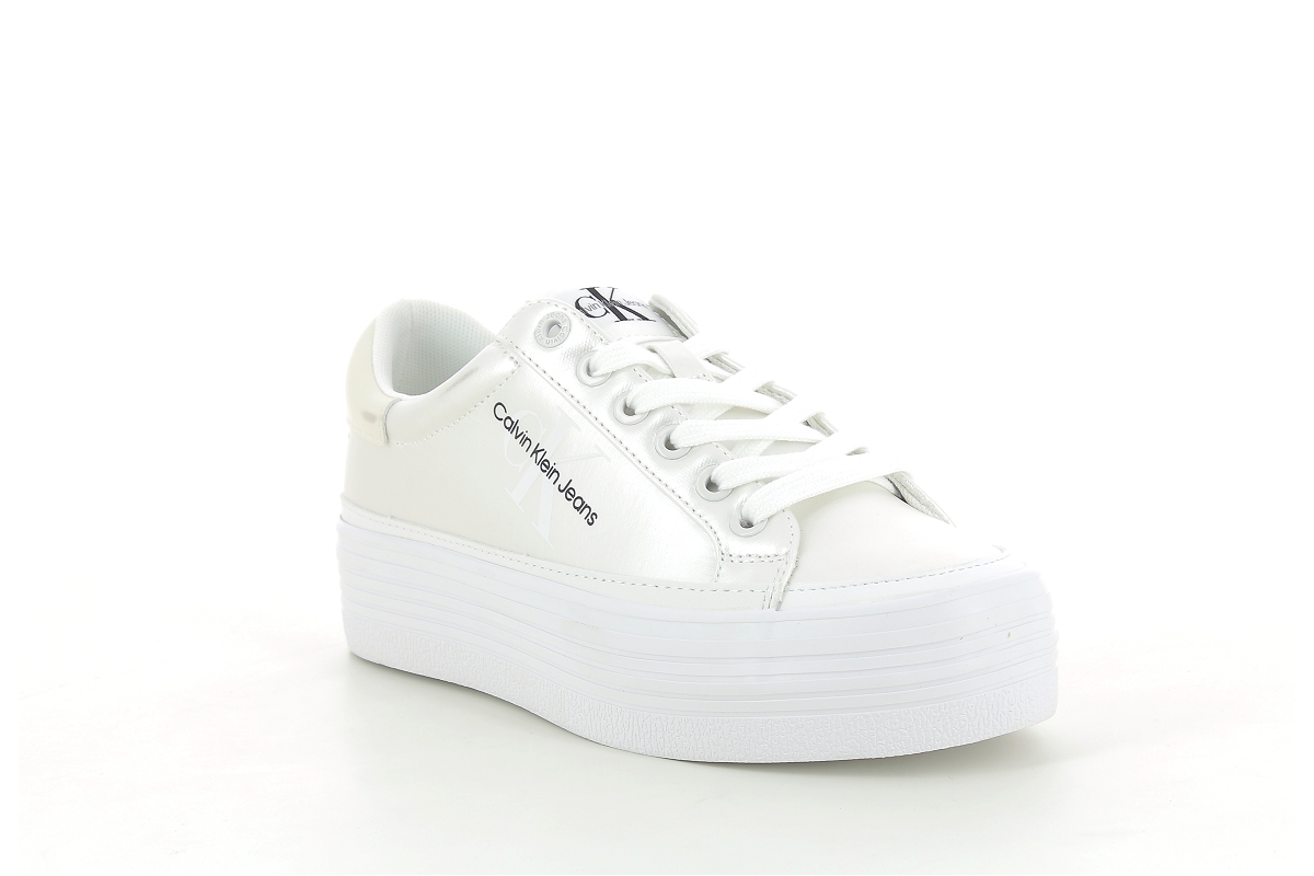 Calvin klein sneakers vulc flatform laceup lth refl wn blanc2385801_1