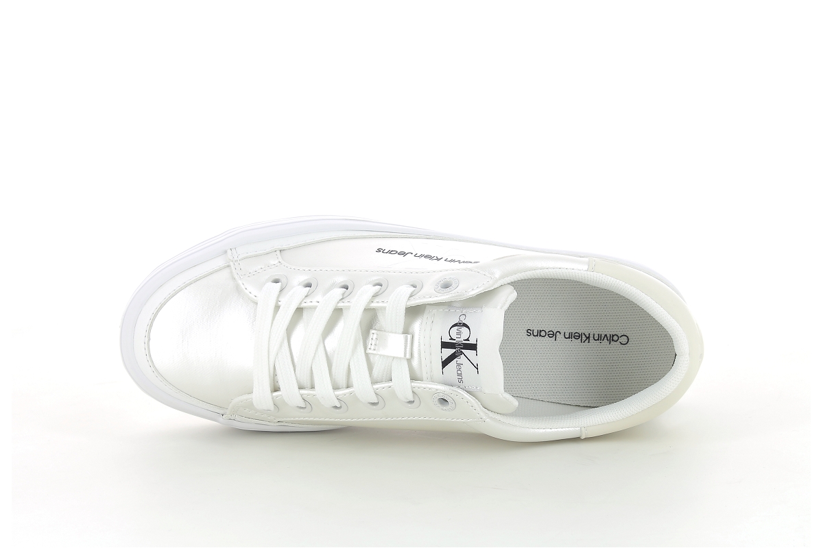 Calvin klein sneakers vulc flatform laceup lth refl wn blanc2385801_5