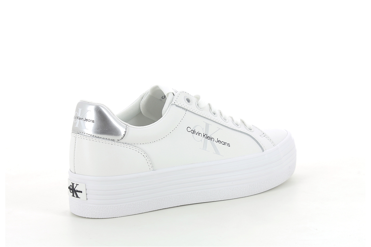 Calvin klein sneakers vulc flatform laceup leather refl wn blanc2386001_4