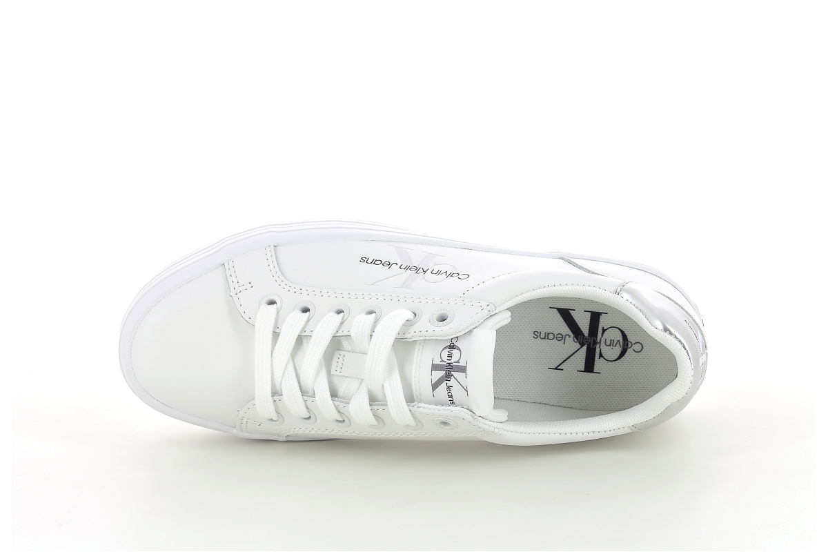Calvin klein sneakers vulc flatform laceup leather refl wn blanc2386001_5